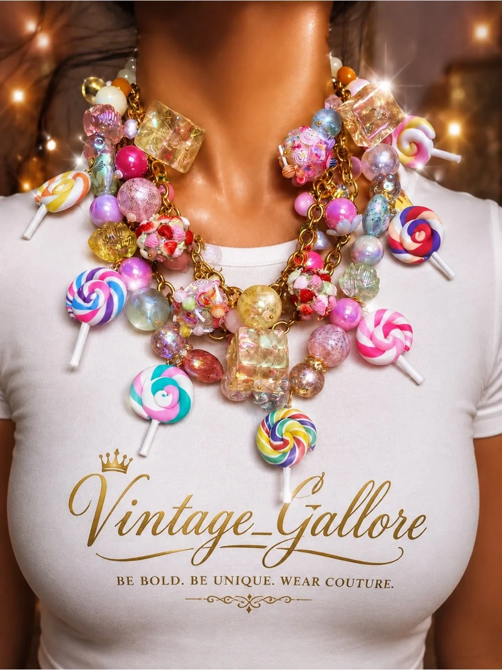 Handmade Colorful Candy Charm Statement Necklace - Multicolor Women Jewelry